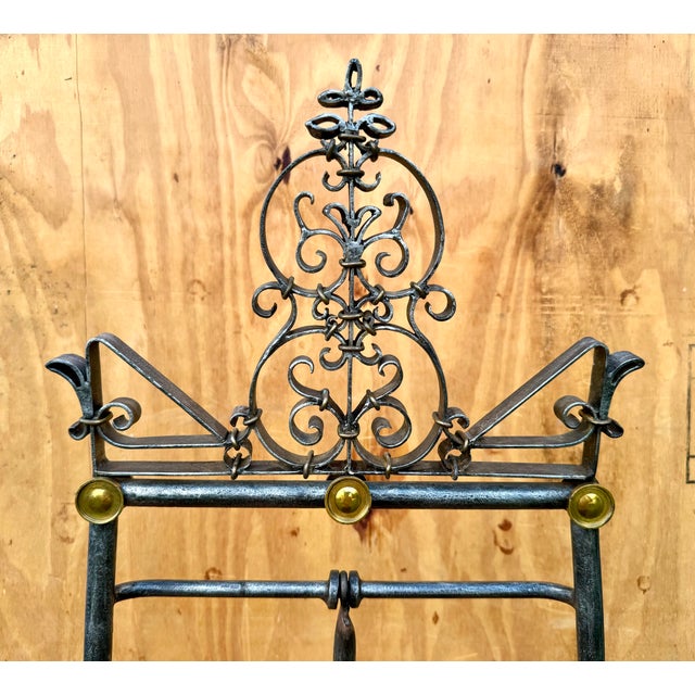Exceptionally elegant vintage art painting easel crafted from steel with brass accents throughout, designed in the refined...