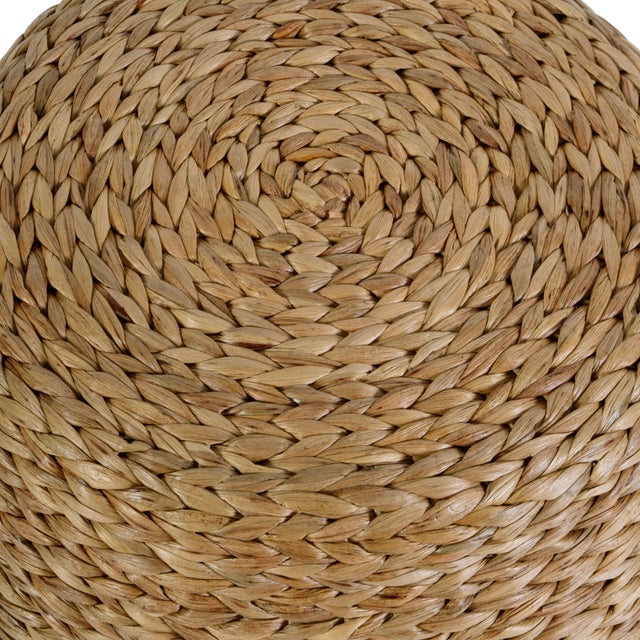 2020s Portofino 22 in. W Water Hyacinth & Rattan Accent Stool, Natural For Sale - Image 5 of 6