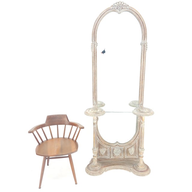 Hollywood Regency Very Fine Carved & Gilt Wood Pier Mirror Built in Pedestals Flower Stands MINT! For Sale - Image 3 of 13