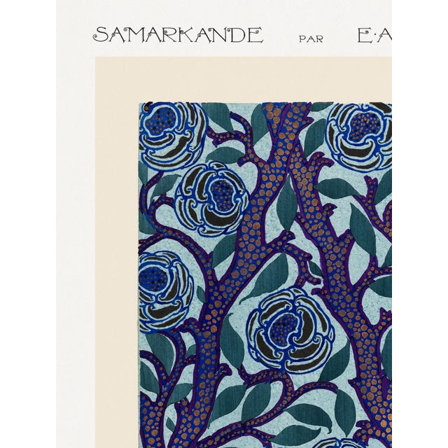 Art Deco Flower Pattern Pochoir Design, Art Deco Oriental Style, Vintage Art Print Reproduction, 18" × 24" For Sale - Image 3 of 7