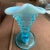 Fenton Art Glass Company Small Vintage Blue and Opalescent Hobnail Glass Cornucopia Horn For Sale - Image 4 of 13