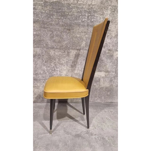 Mid-Century Dining Chairs in Gold Vinyl & Macassar by N.F.Ameublement, 1950s, Set of 6 For Sale - Image 6 of 12