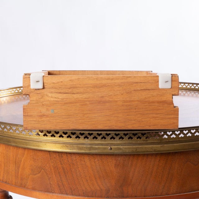 Mid 20th Century Round Table With Brass Gallery and Brass Top Feet For Sale - Image 10 of 10
