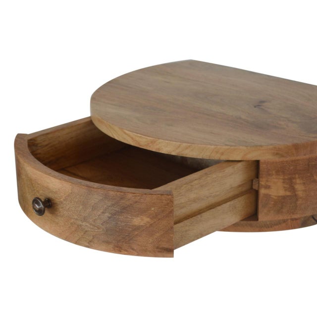 2020s Wall-Mounted Rounded Oak-Ish Nightstand For Sale - Image 5 of 8