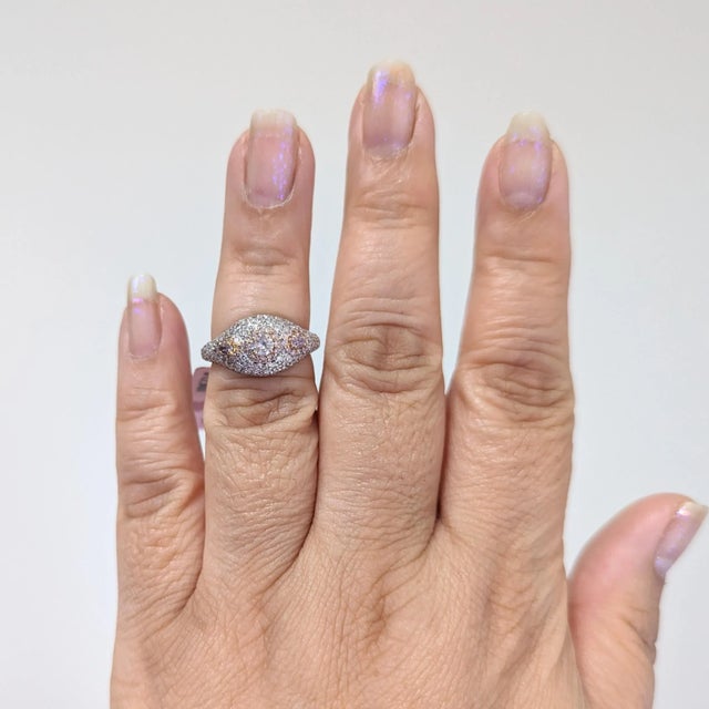 Gorgeous 1.62 ct. natural pink and white diamond rounds. Handmade in 18k white gold. Ring size 6.75. Metal: White Gold...