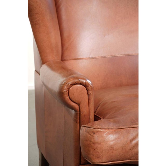Wing Club Chair in Cowhide Leather For Sale - Image 11 of 12