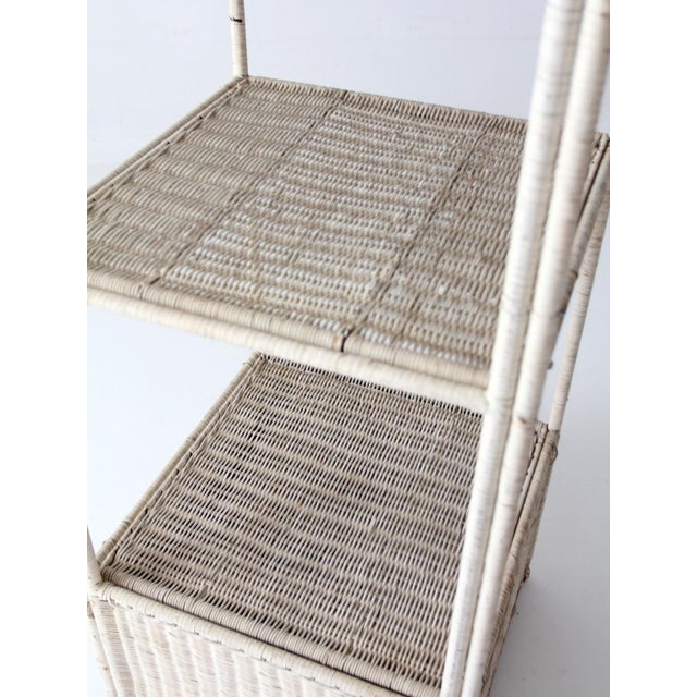 Vintage White Wicker Etagere Shelf With Drawer For Sale - Image 4 of 17