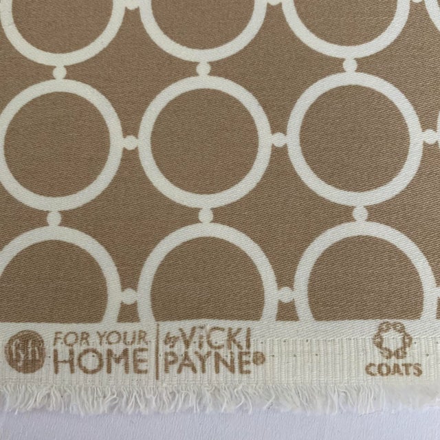 Contemporary Free Spirit Designer Vicki Payne Taupe Brown & Cream Circles Geometric Rings Fabric- 3.5 Yards For Sale - Image 3 of 5