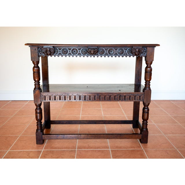 17th Century Jacobean Country Carved Oak Tiered Server, 1600s For Sale - Image 13 of 18