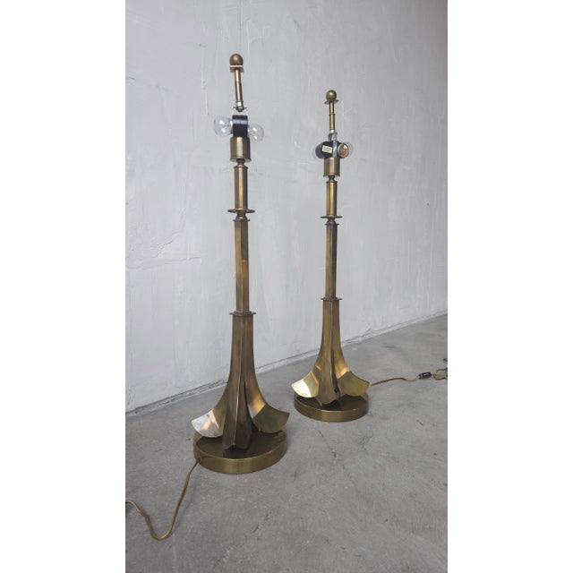 Mid-Century Modern Mid Century Aged Brass Table Lamps by Hart Associates - A Pair For Sale - Image 3 of 10