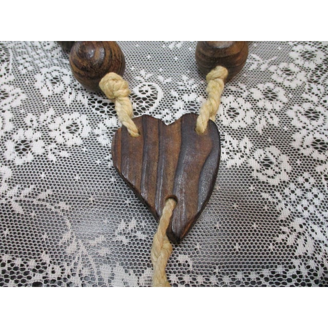 Giant Wood Rosary Large Wooden Beads Hand Carved Catholic Wall Hang Hand Knotted 58" For Sale - Image 9 of 9
