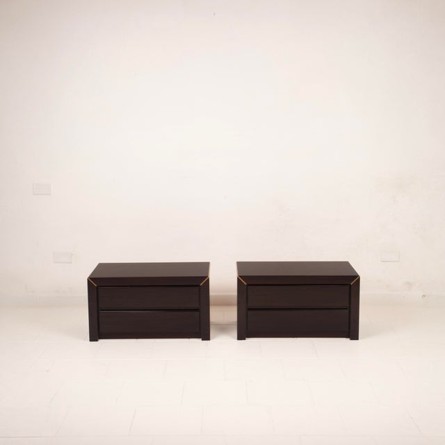 Wood African Rosewood and Brass Bedside Tables from Fratelli Turri, 1970s, Set of 2 For Sale - Image 7 of 18