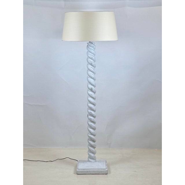 Impressive torsade plaster floor lamp in the style of Jean-Michel Frank. The word "torsade" is French for "twisting" or...