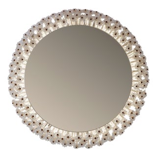 Illuminated Glass Flower Mirror attributed to Emil Stejnar for Rupert Nikoll For Sale