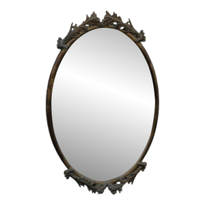 Italian Solid Brass Oval Wall Mirror Vintage Decorative Hanging Mirror