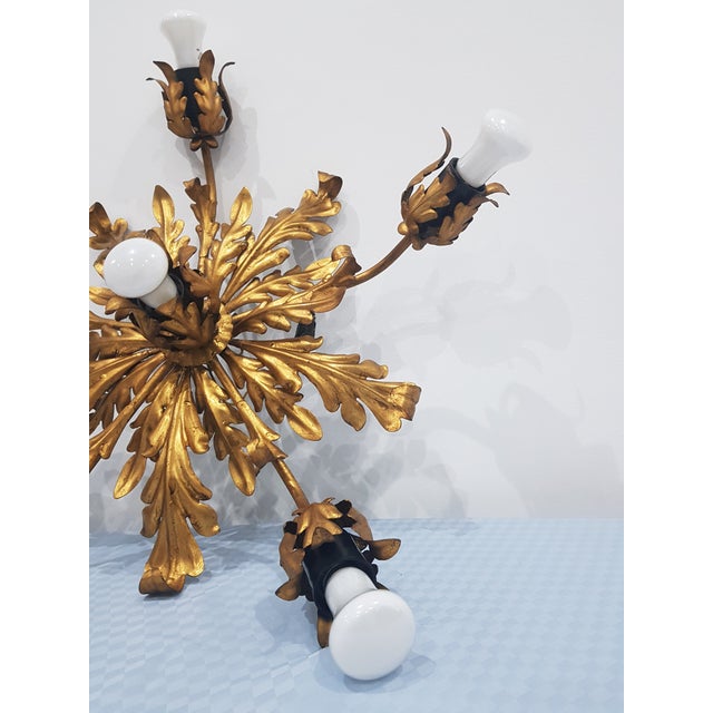 Metal Hollywood Regency Ceiling Lamp from Hans Kogl, Germany, 1960s For Sale - Image 7 of 12