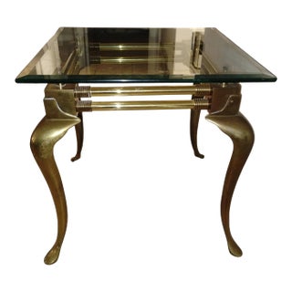 Exquisite 1960 Vintage Brass and Glass Table in the Sophisticated Hollywood Regency Style by LaBarge For Sale