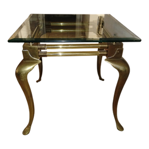Exquisite 1960 Vintage Brass and Glass Table in the Sophisticated Hollywood Regency Style by LaBarge