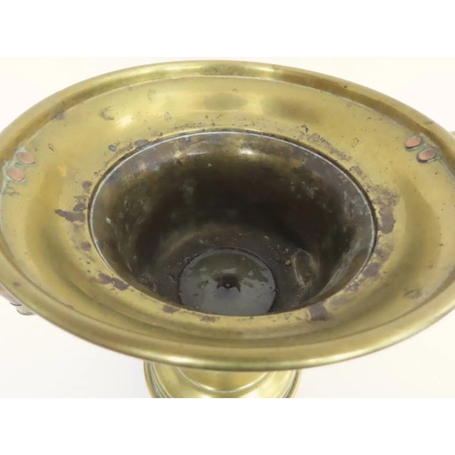 Metal 19th Century Hot Coal Carrier Urn Handled Brass Planter Jardiniere For Sale - Image 7 of 9