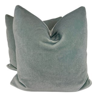 Light Blue Mohair 22" Pillows-a Pair For Sale