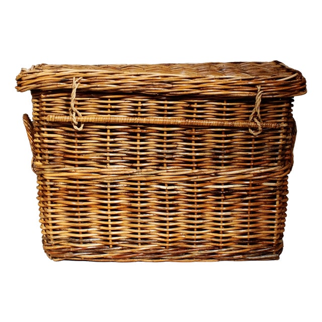 Vintage Wicker Laundry Basket, 1960 For Sale