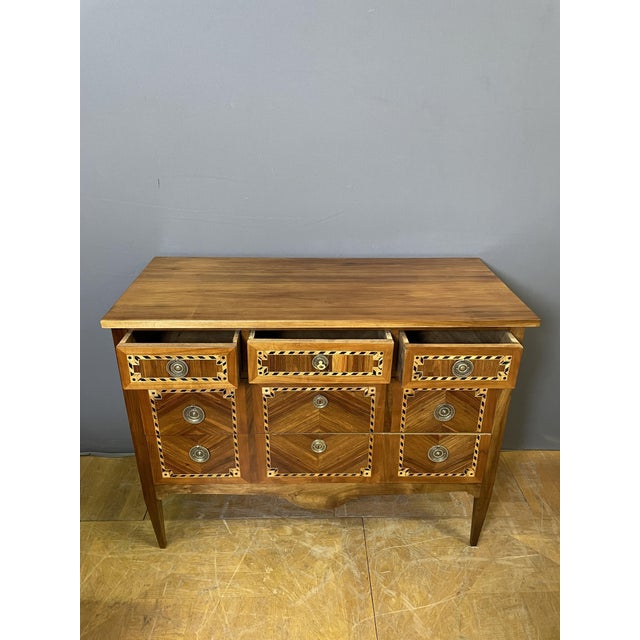Louis XVI Style Chest of Drawers in Fruitwood, 1880 For Sale - Image 6 of 7