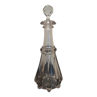 1850s Victorian Hand Blown Clear Glass Bottle and Stopper Decanter Jar For Sale