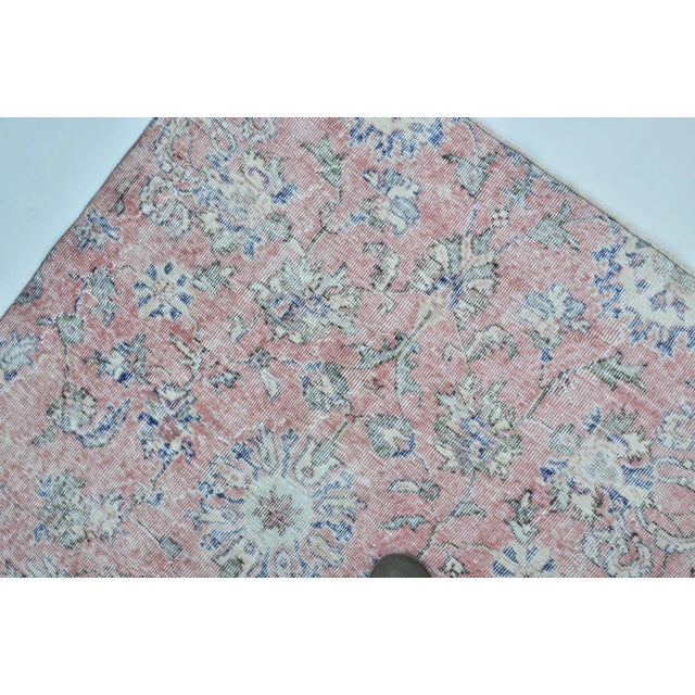 Textile 1960s Hot Pink Oriental Design Distressed Pale Rug For Sale - Image 7 of 11