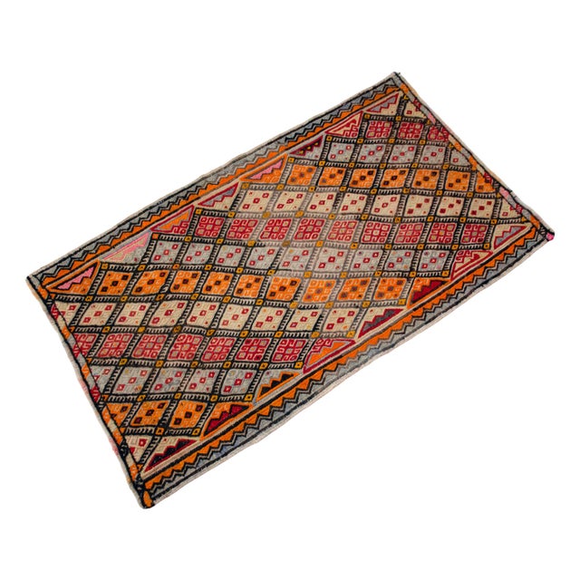 1960s Vintage Hand-Woven Braided Turkish Jajim Kilim Rug For Sale - Image 4 of 14