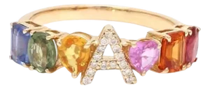 Natural 2.66 cts Rainbow sapphire ring in 14k gold