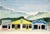 Beautiful mid century watercolor of stores in Aptos, California by listed artist Jon Blanchette (American, 1908-1987)....