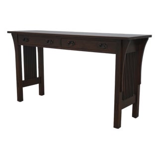 Stickley Mission Oak 2 Drawer Sofa Console Table For Sale