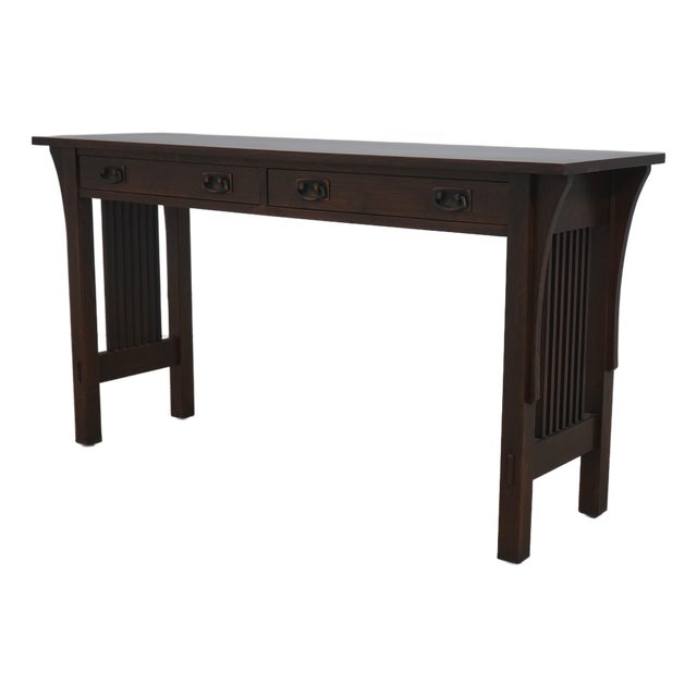 Stickley Mission Oak 2 Drawer Sofa Console Table For Sale