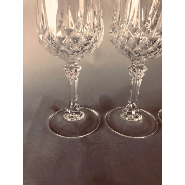 Shabby Chic 1980s Vintage France Cut Crystal Wine Glasses S/3 - Set of 3 For Sale - Image 3 of 5