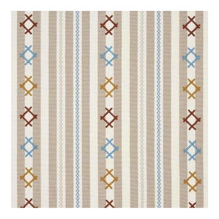 Schumacher Rhodes Stripe Fabric in Neutral For Sale