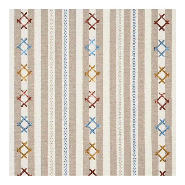 Schumacher Rhodes Stripe Fabric in Neutral For Sale