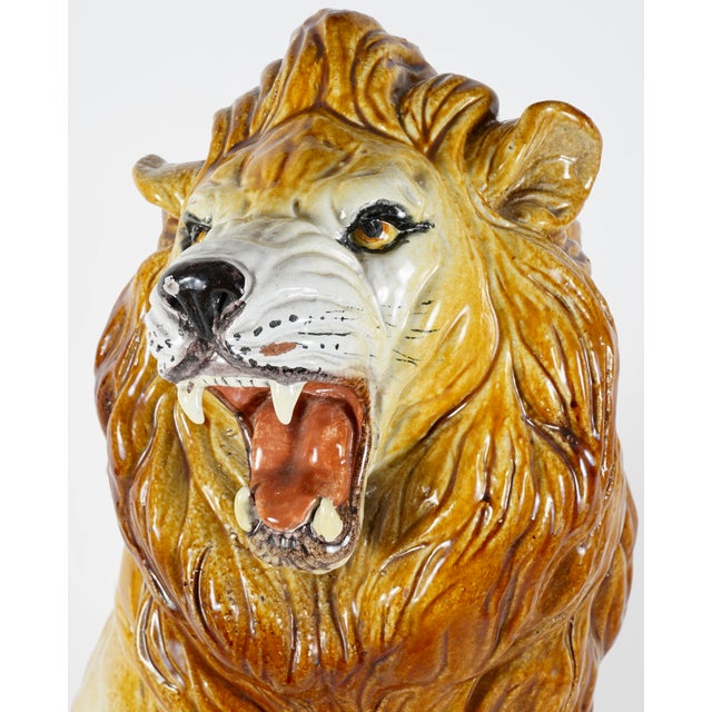 Italian Vintage Italian Lion Statue For Sale - Image 3 of 10
