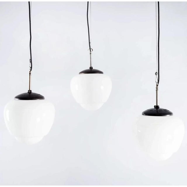 Vintage Mouth Blown Droplet Opaline Pendant Lamp, 1950s For Sale - Image 4 of 14