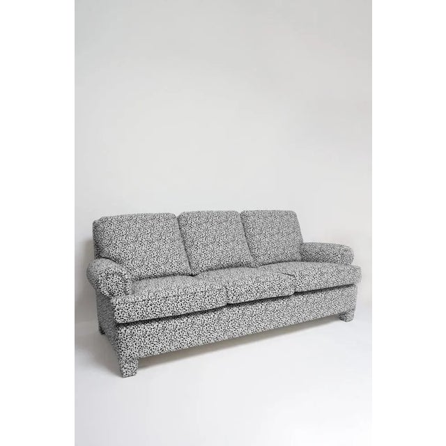 Navy blue and off white panther fabric sofa, 1960s. Length (cm): 200 Width (cm): 90 Height (cm): 80