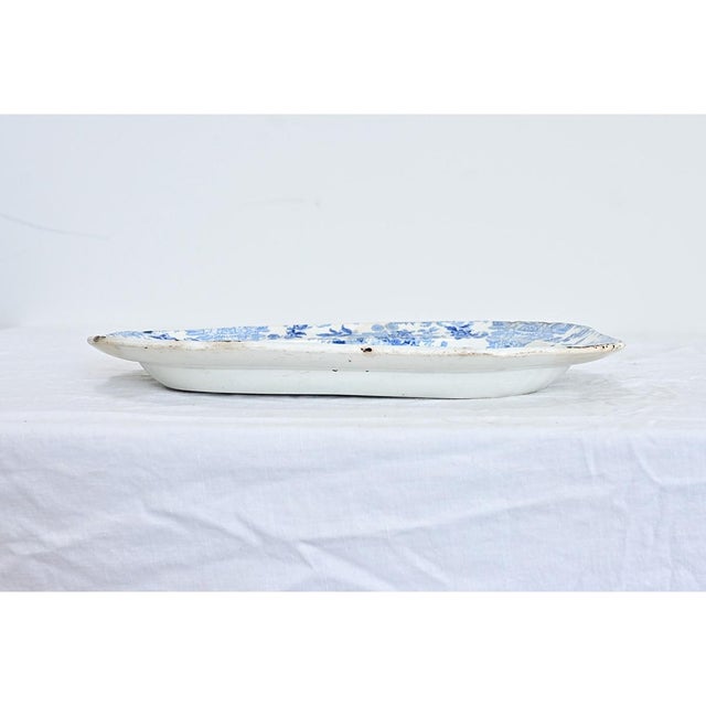 19th Century English 19th Century Blue & White Porcelain Platter For Sale - Image 5 of 9