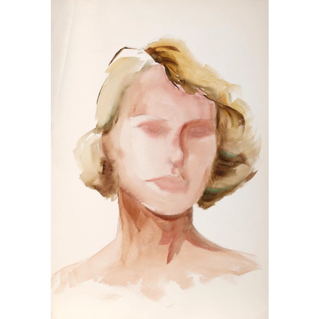 This seemingly unfinished portrait by Eve Nethercott is unique and intriguing. Although the subject's face is rendered...