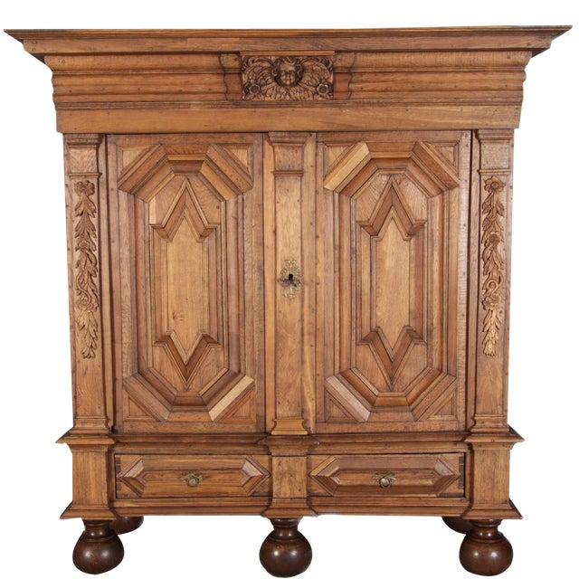 Antique Baroque Cabinet in Oak, 1700 For Sale