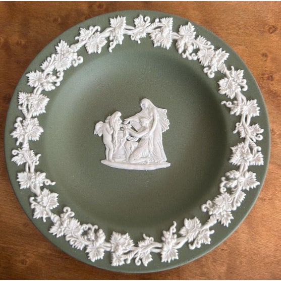 Wedgwood Set of 5 Distinct Vintage Wedgwood Jasperware Blue and Green 4 1/2” Diameter Plates For Sale - Image 4 of 12