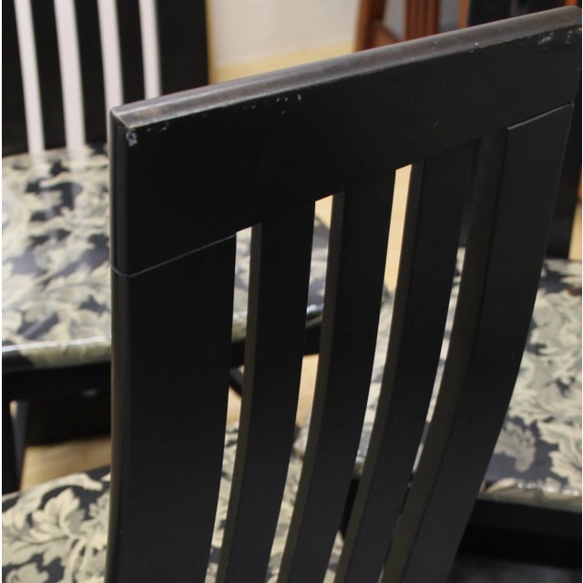 Mid-Century Modern Set of 6 1980s Slat Back Black Enamel Dining Chairs | Montreal For Sale - Image 3 of 6