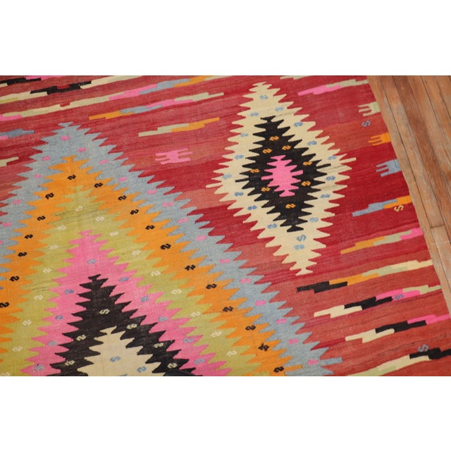 Mid 20th Century Vintage Large Scale Turkish Room Kilim - 7'11" x 11'1" For Sale - Image 5 of 9
