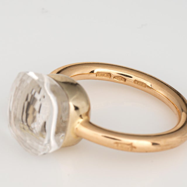 Metal Pomellato Nudo White Topaz Ring Classic 18k Yellow Gold Fine Estate Jewelry, Size 6 For Sale - Image 7 of 7