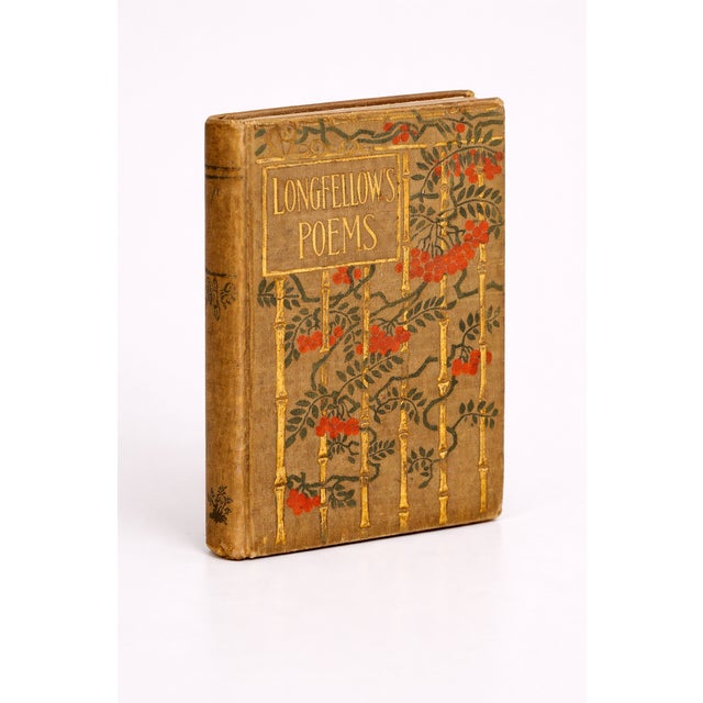 Art Nouveau Antique Longfellow’s Poems Decorative Art Nouveau Cloth Book – H. M. Caldwell Co. c.1900 For Sale - Image 3 of 18