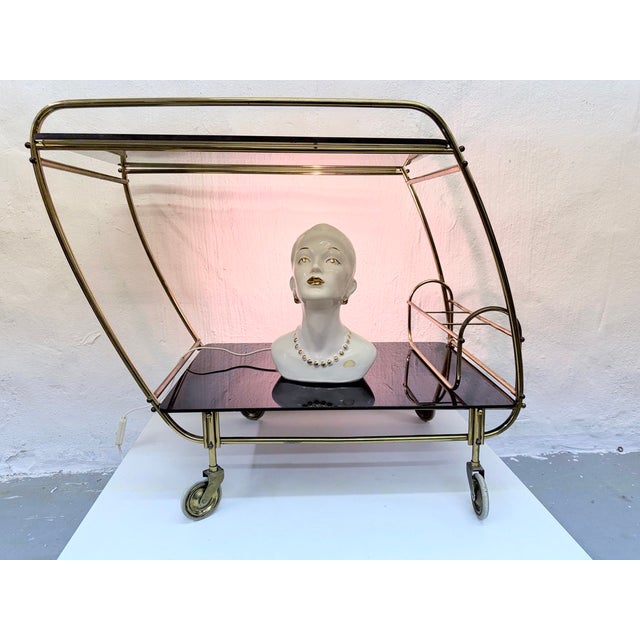 Mid-Century Modern Italian Table Lamp with a Womans Head Made of Ceramic, 70s/80s Design, 1970s For Sale - Image 3 of 15