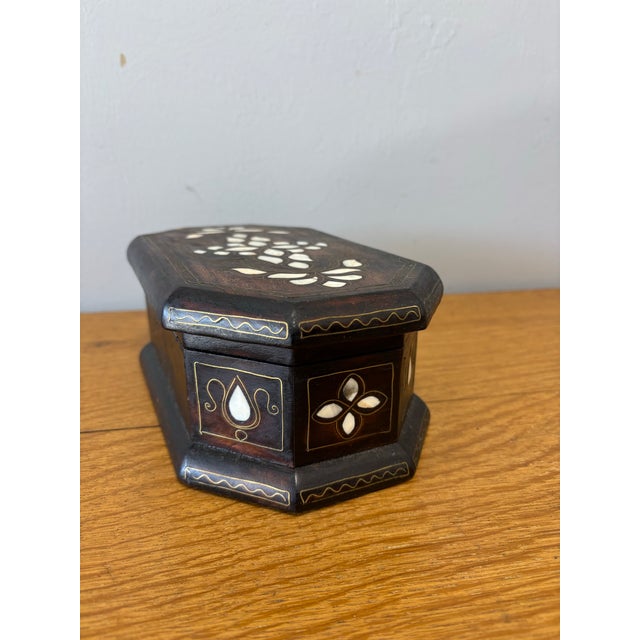 Wood Vintage Wood and Mother of Pearl Trinket Box For Sale - Image 7 of 10