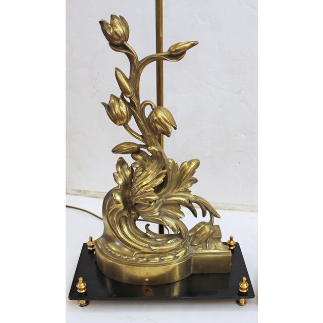Rococo Mid-Late 19th Century Pair of French Bronze Chenets Mounted as Lamps For Sale - Image 3 of 13